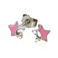 Ohrstecker Silber 925 rhodiniert Stern pink lackiert
