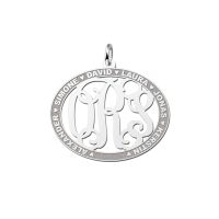 Names4ever Anhänger Silber 925 oval Monogramm mit Rand-Gravur 33x35 mm