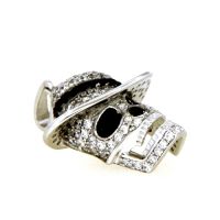 Anhänger Silber 925 rhodiniert Zirkonia und Zirkonia schwarz Totenkopf 