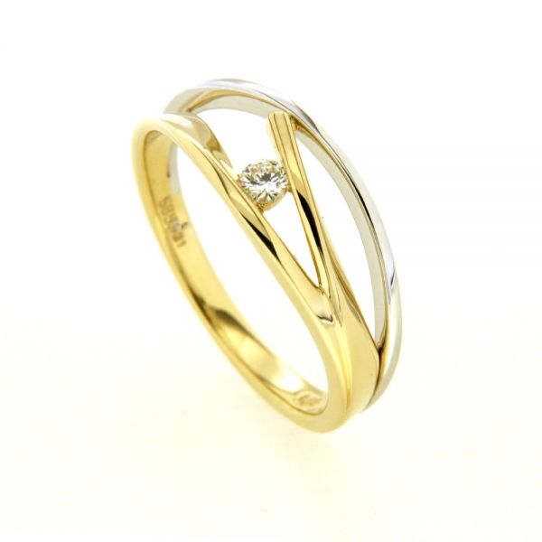 Ring Gold 585 Brillant 0,09 ct. bicolor Weite 58