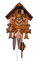 August Schwer Kuckucksuhr 1T Haus 3-Laub Eichhorn 20 cm 1.0208.01.C