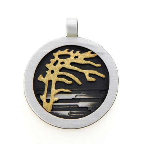 Anhänger Silber 925 oxidiert und vergoldet Windflüchter