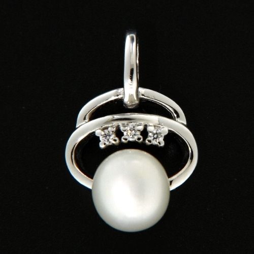 Anhänger Silber 925 rhodiniert Zirkonia Süßwasserperle