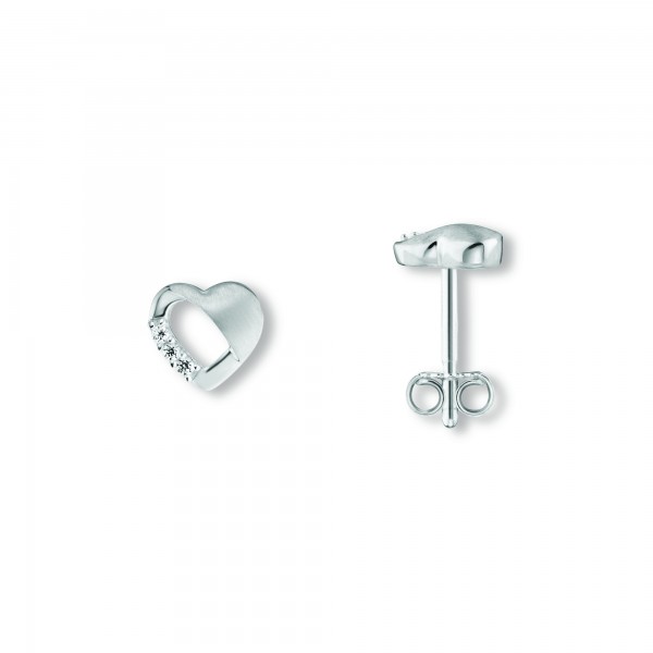 Ohrstecker Herz Zirkonia 925 Silber rhodiniert