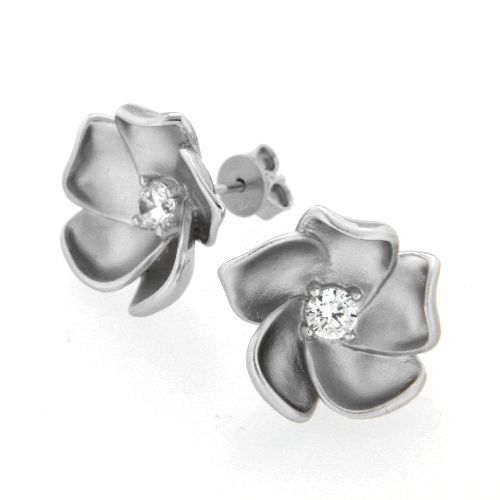 Ohrstecker Silber 925 rhodiniert Blüte