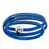 AMEN Armband 60 cm Leder blau VATER UNSER Latein PNLA06-60