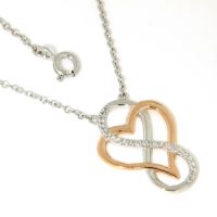 Collier Silber 925 rhodiniert & rosé vergoldet 42 cm+3 cm unendlich