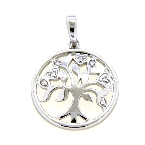 Anhänger Silber 925 rhodiniert Zirkonia Lebensbaum