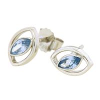 Ohrstecker Silber 925 rhodiniert synthetischer blauer Spinell