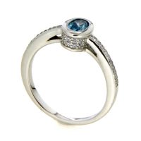 Ring Silber 925 rhodiniert Zirkonia weiß und hellblau Weite 60