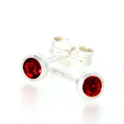 Ohrstecker Silber 925 Glas rot 3mm