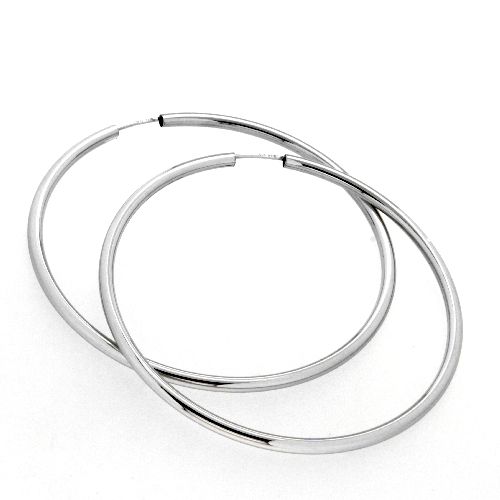 Drahtcreolen Silber 925 rhodiniert 60mm x 2,5mm