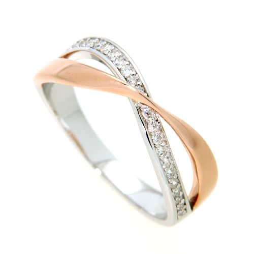 Ring Silber 925 rhodiniert &amp; rosé vergoldet Weite 54