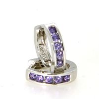 Scharniercreolen Silber 925 rhodiniert Zirkonia amethystfarben
