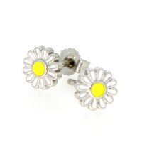 Ohrstecker Silber 925 rhodiniert Blume gelb /weiß