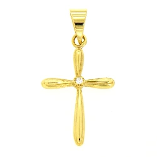 Kreuzanhänger Gold 333 Zirkonia