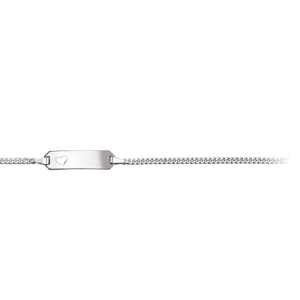 Identitäts-Armband Panzer Herz gestanzt 1,7 mm 925 Silber weiß 14 cm