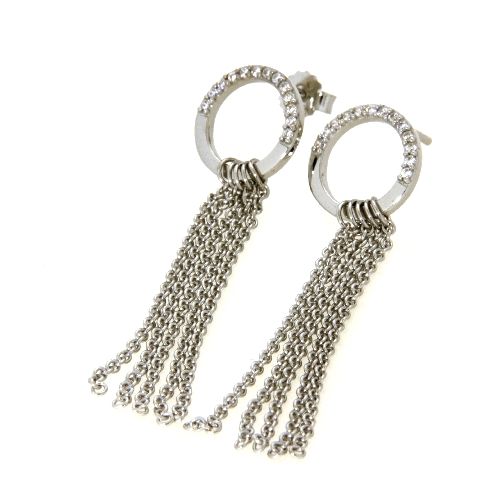 Ohrpendel Silber 925 rhodiniert mit Steckeroberteil Kettchen