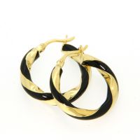 Creolen Silber 925 vergoldet & Lack schwarz