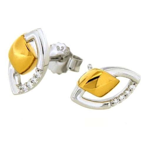 Ohrstecker Silber 925 rhodiniert &amp; vergoldet Zirkonia