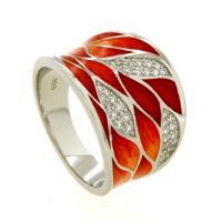 Ring Silber 925 rhodiniert Weite 58 Emaille Zirkonia 