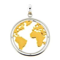 Anhänger Silber 925 rhodiniert & vergoldet Weltkarte 