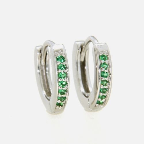 Scharniercreolen Silber 925 rhodiniert Zirkonia grün