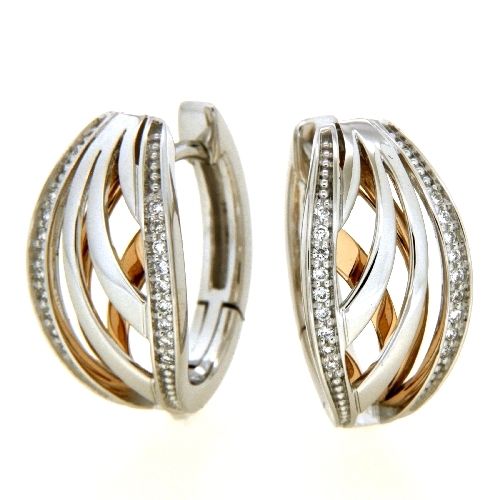 Scharniercreolen Gold 585 bicolor Brillant 0,12 ct.