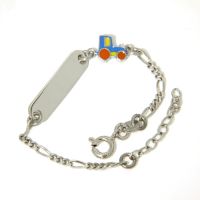 Identitäts-Armband Silber 925 rhodiniert 12 + 2 cm Traktor 