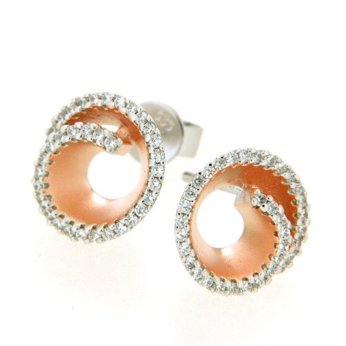 Ohrstecker Silber 925 rosé vergoldet &amp; rhodiniert