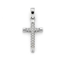 Kreuzanhänger Silber 925 rhodiniert Zirkonia