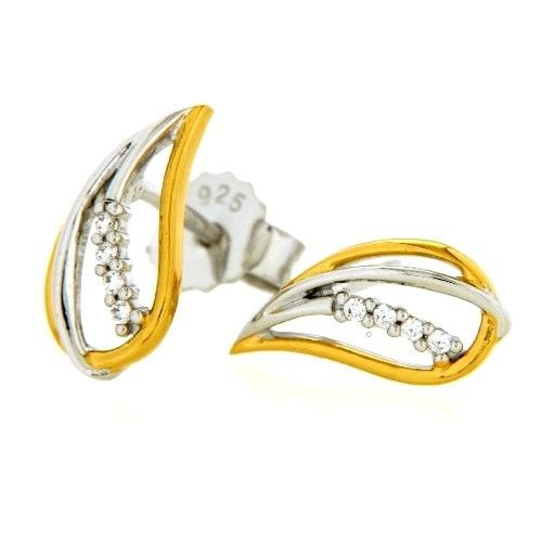 Ohrstecker Silber 925 rhodiniert &amp; vergoldet Zirkonia