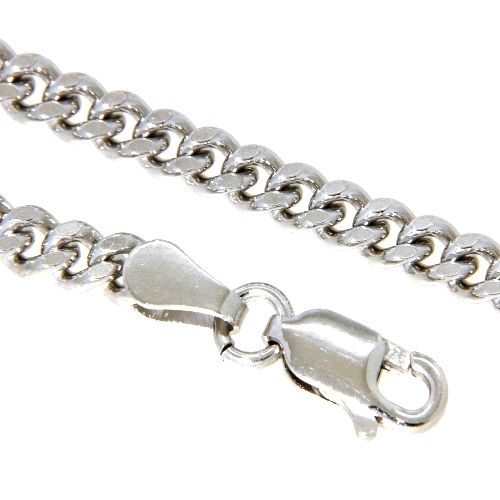 Panzerkette Silber 925 rhodiniert Panzer 100 2-fach diamantiert 55 cm