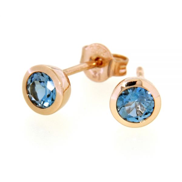 Ohrstecker Rotgold 333 Blautopas London Blue