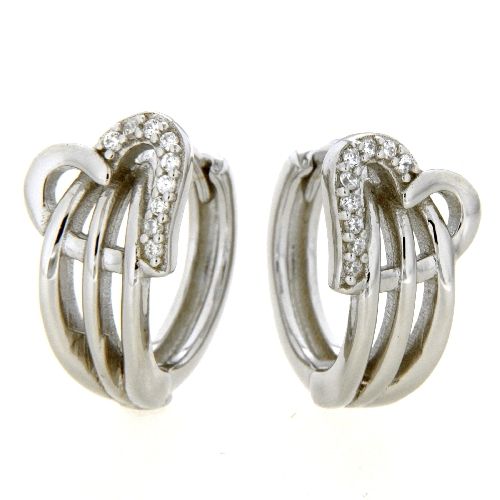 Scharnierceolen Silber 925 rhodiniert Zirkonia Herz