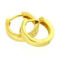 Scharniercreolen Silber 925 vergoldet 3,2 mm x 13,8 mm kantig