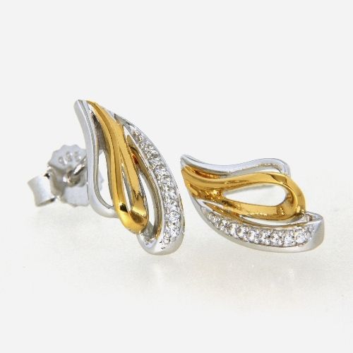 Ohrstecker Silber 925 rhodiniert und gelb vergoldet