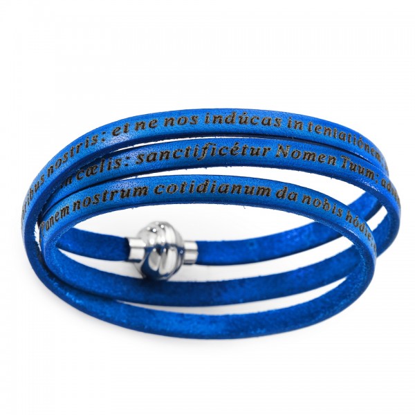 AMEN Armband 54 cm Leder blau VATER UNSER Latein PNLA06-54