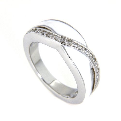 Ring Silber 925 rhodiniert Zirkonia Lack weiß Weite 54
