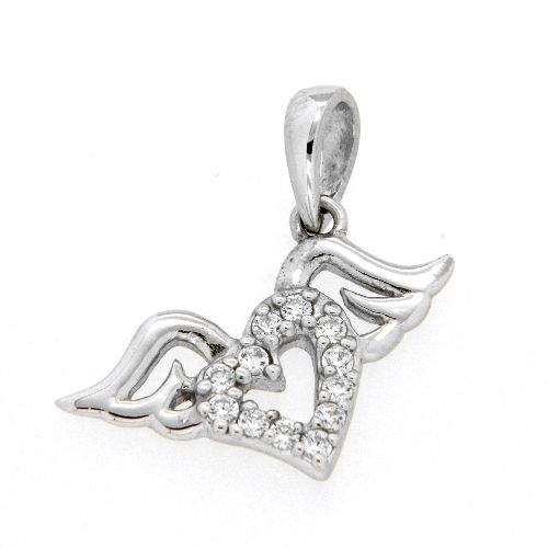 Herzanhänger Silber 925 rhodiniert mit Flügel