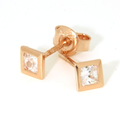 Ohrstecker Silber 925 rosé vergoldet Zirkonia