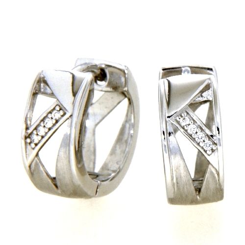 Scharniercreolen Silber 925 rhodiniert Zirkonia