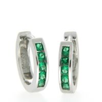 Scharniercreolen Silber 925 rhodiniert Zirkonia grün