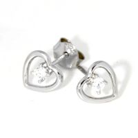 Ohrstecker Silber 925 rhodiniert Herz 