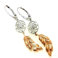 Ohrpendel Silber 925 rhodiniert & rosé vergoldet Traumfänger 