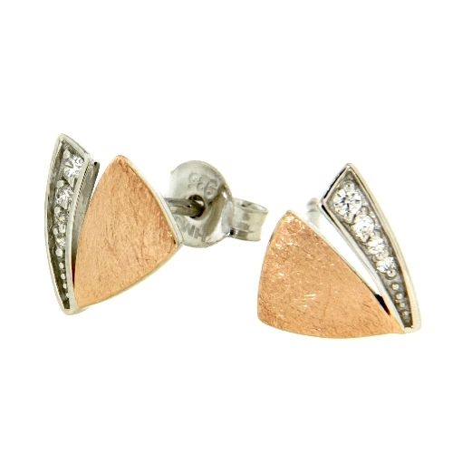 Ohrstecker Silber 925 rhodiniert und rosé vergoldet Zirkonia