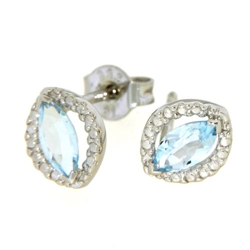 Ohrstecker Weißgold 333 Blautopas