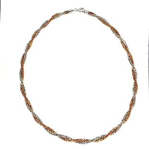 Collier Silber 925 rhodiniert und rosé vergoldet 45 cm