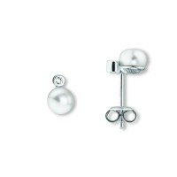 Ohrstecker Süßwasser-Zuchtperle Zirkonia 925 Silber rhodiniert
