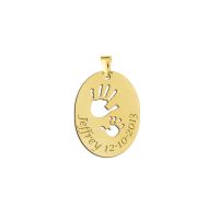 Names4ever Anhänger Gold 585 oval Baby Schmuck Händchen mit Name und Datum